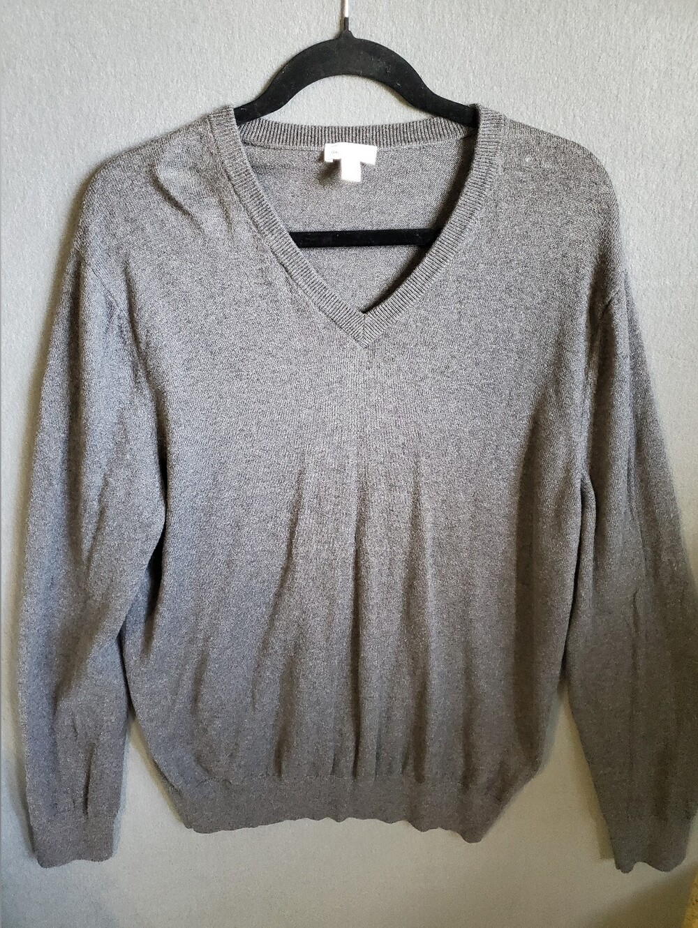 Gap Men's Charcoal Gray Cotton Cashmere V-Neck Pullover Sweater Size XL